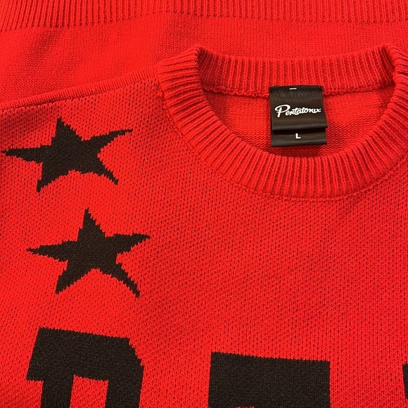Pentatonix Red & Black Distressed Spell out Sweater. Size Large. - Picture 11 of 13